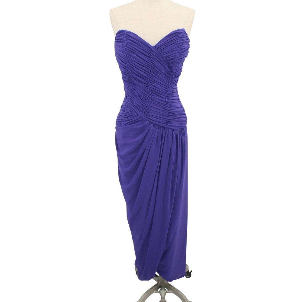 Vintage Victor Costa Saks Fifth Avenue Purple Sweetheart Tulip Hem Dress Size 4